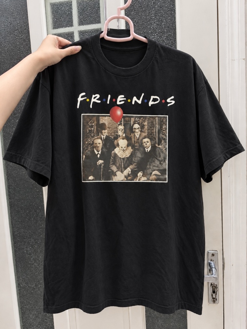 Friends Parody Scary Movies Horror Graphic Black T-Shirt